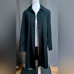 Talbots Vintage Black Insulated Long‎ Trench Jacket Coat Removable Liner Size S